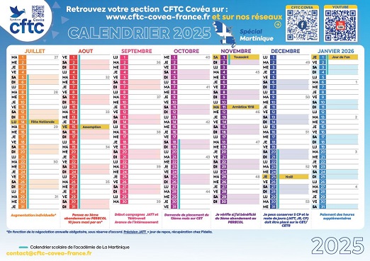 Les calendriers CFTC COVEA DROM “2025” téléchargeable