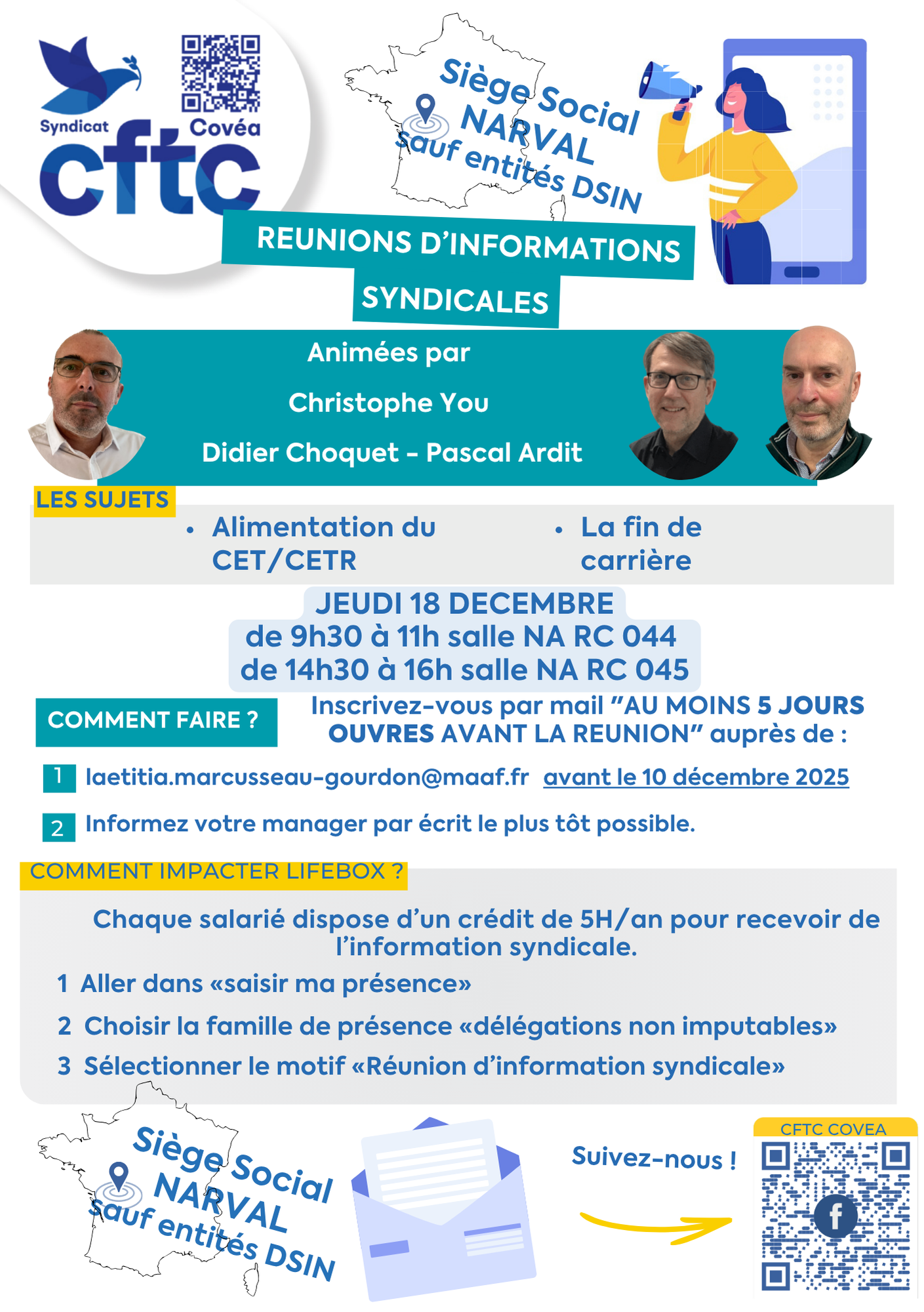 Siège Niort NARVAL – réunions d’info CFTC – 18 décembre 2025