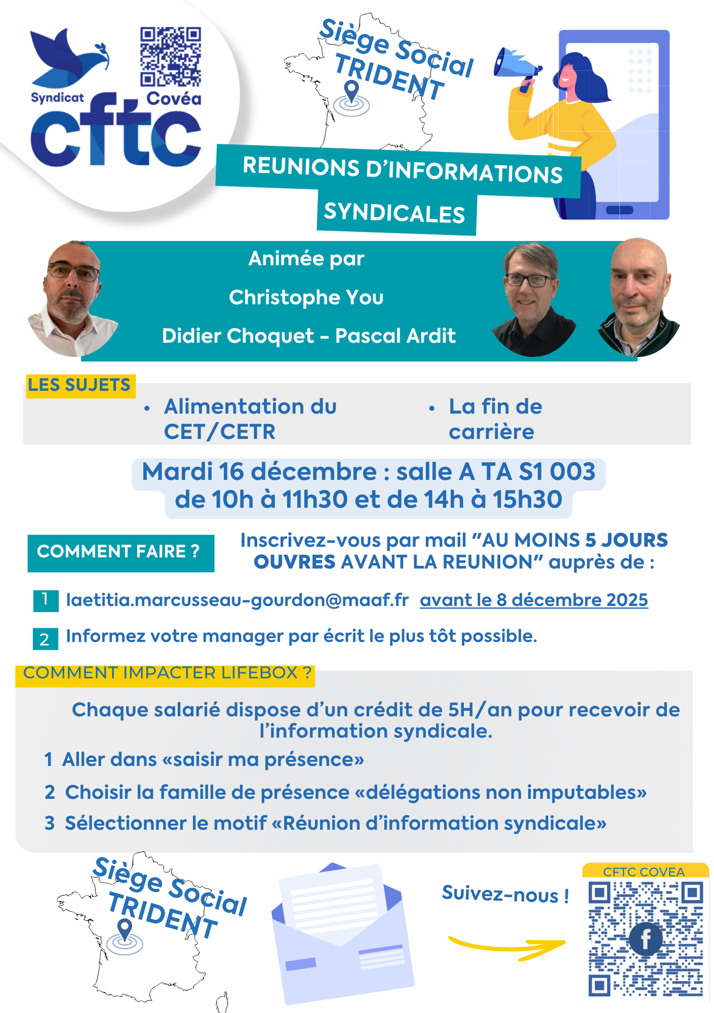Siège Niort TRIDENT – réunions d’info CFTC – 16 décembre 2025